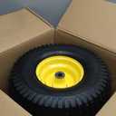 AR-PRO Exact Replacement 15" x 6.00-6" Front Tire and Wheel Assemblies Compatible with John Deere Riding Mowers 100 and D100 Series - 3" Centered Hub and 3/4" Bushings, 4Ply Pneumatic (Set of 2) (Yellow)