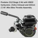 YOXUFA VM22 Carburetor 212cc Exhaust Muffler Stage 2 Kit Replacement for 224cc 196cc Coleman CT200U BT200X Baja MB200 KT196 Mini Bike Go Kart 6.5HP GX160 Engine Parts Mini Bike Throttle Assembly