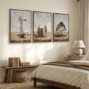 Framed Neutral Farmhouse Wall Art for Living Room, Set of 3 20x30 In