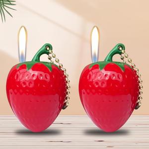 2(Pcs) Cartoon Pink Red Cool,Butane Jet Torch Lighter,Refillable Windproof Flame Lighters,Adjustable,BBQ Candles Camping (No Gas)