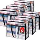 Lifewit 6 Pack Clear Clothes Storage Bags, 40L Plastic Blanket Storage Bag, Vinyl Foldable Moving Bags with Zipper, Closet Organizers and Storage Containers for Bedding, Duvet, Comforter
