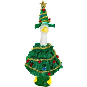 Christmas Tree Porch Goose Outfits for 23 Inch Lawn Statue, Costume for Plastic/Cement Goose Statue, Xmas Sculpture Clothes for Holiday Garden Yard Patio Party Decoration