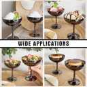 Thenshop 2 Sets Stainless Steel Ice Cream Bowls 270 Ml/9.13 oz Reusable Black Footed Sundae Cups with Spoons Yogurt Snack Candy Serving Cups Sauce Bowls for Fruit Pudding Wedding Birthday Party