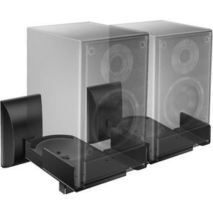 WALI Speaker Wall Mount, Surround Sound Speaker Stand with Adjustable Swivel Tilt Angle, Standard Bookshelf Speaker Mount for Living Room, Home Theater, Hold Up to 55 Lbs, (SWM201), 2 Pack, Black