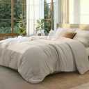 Bedsure Oversized Queen Size Comforter Set, Beige Soft Prewashed Bedding for All Seasons, 3 Pieces GentleSoft Down Alternative Bed Set, 1 Lightweight Comforter (98"x98") and 2 Pillowcases (20"x30") (01 - Beige)