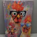 Rooster Kitchen Canvas Wall Art Funny Chicken Pictures Wall Decor Rustic Farmhouse Animal Paintings for Kitchen Farm Kids Room Decor Framed(Rooster-3,16.00" x 24.00")