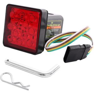 MAXXHAUL 50021 Trailer Hitch Cover with 12 LED's Brake and Tail Light Functions, 1 Pack