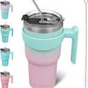 BJPKPK 30 oz Tumbler with Handle & Straw, Insulated Stainless Steel Mug | Double Wall Vacuum, Keeps Hot/Cold, Thermal Cup, BPA Free, Dishwasher Safe, Cupholder Fit, Coffee & Travel, Bubble Gum (EXP 12/31/36)