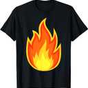 Fire Flame Shirt Adult Kids Men Women Fire Flame Costume T-Shirt (Small, Black)