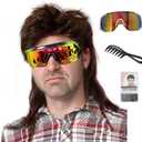 Mullet Wigs for Men Joe Dirt Emo Wig 80s 90s Costumes Fancy Party Accessory Cosplay Wig Halloween Man x (Dark Brown)