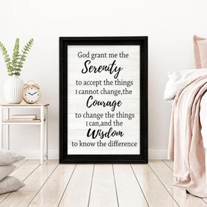 Serenity Prayer Rustic Bible Verse Framed Wall Art, 16''11'' Religious Christian Saying Sign for God Jesus Christ Prayer, Vintage Positive Horizontal Holy Inspirational Catholic Scripture Gift Decor