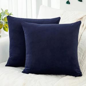 QUORGVES 22x22 Pillow Cover Set of 2 Velvet Decorative Throw Pillows for Living Room Sofa Couch Bed Bedroom (Dark Navy Blue)