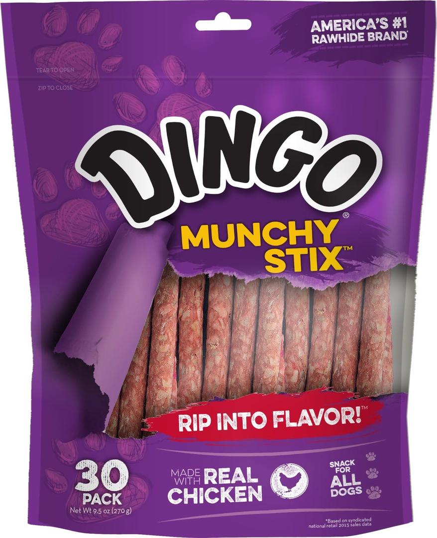 Dingo Munchy Stix Rawhide And Chicken Treat For Dogs, 30 Ct (EXP 07/24/27)