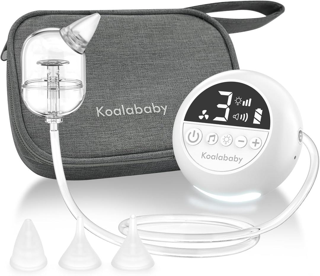 Koalababy Electric Nasal Aspirator for Baby  Hospital-Grade Nose Suction, 9 Suction Levels, Baby Nose Sucker, Nasal Cleaner, Night Light & Music, Soft Silicone Tips, Travel Bag