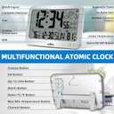 Atomic Clock, 10" Digital Clock Large Display, Wall Clocks Battery Operated with Backlight, Wireless Outdoor Sensor, Alarm Clock Indoor Outdoor Temp, 4 Time Zones, Auto DST, Clock for Bedroom (Sliver)