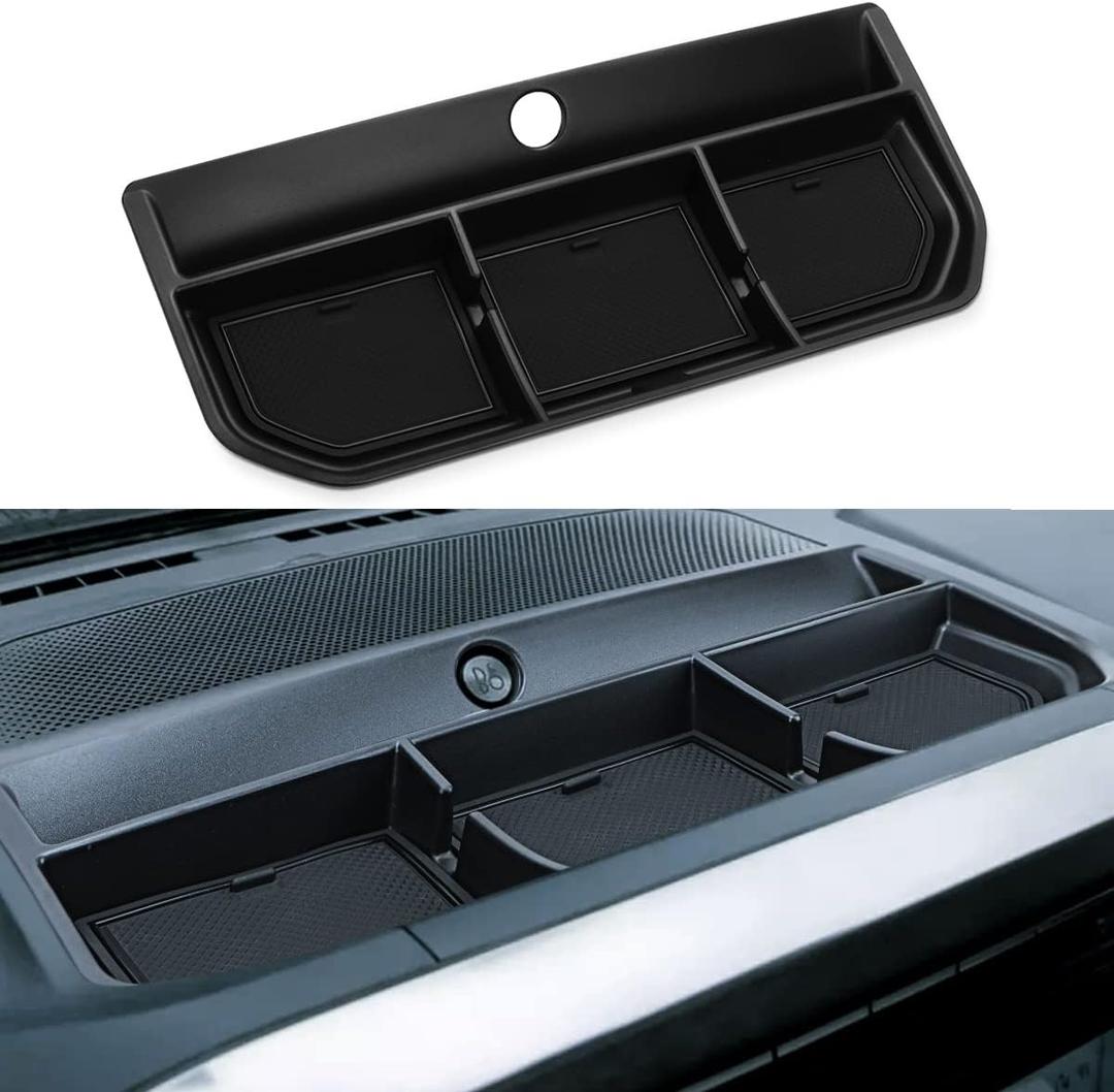 auovo Dashboard Organizer Tray for Ford F150 2021 2022 2023 Center Console Car Dashboard Accessories Phone Holder ABS Insert Secondary Storage Box with 3 Non Slip Rubber Mats (Black)