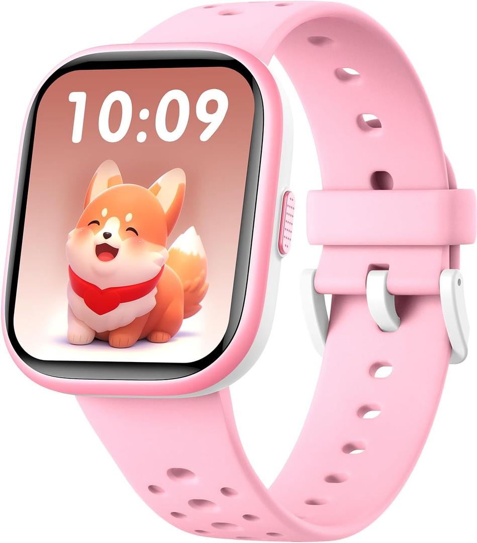 Kids Smart Watch for Girls Boys,IP68 Waterproof Kids Fitness Tracker Watch with 1.83" Face,Heart Rate Sleep Monitor,19 Sport Modes,Puzzle Games with APP,Great Gifts for Teens 6+ (Pink)