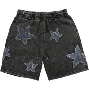 VIPWOLF Men's Star Graphic Y2k Shorts Drawstring Waist Distressed Vintage Track Shorts Streetwear, XL