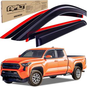 Outside-Mount Rain Guards Window Visors for 2024-2026 Toyota Tacoma Double Cab Wind Vent Deflectors Truck Accessories Dark Smoke 4-Piece Set with Thicker