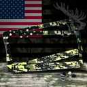 USA Flag Black Camo License Plate Frames 2 Pcs Pack, Patriotic Car Tags, Aluminum License Plate Frame Holder (6x12 in)