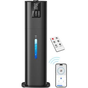 Smart Humidifiers Large Room Bedroom Home, 2.11Gal(8L) Quiet Top Fill Cool Mist Humidifier, Smart App & Remote Control, 3 Speed Humidifier with 360 Nozzle, Humidity Setting for Baby Office (Black)