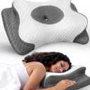 No More Aches Neck Pillow for Pain Relief, Adjustable Cervical Pillow for Neck Support with Armrest, Odorless Ergonomic Contour Memory Foam Pillows, Orthopedic Bed Pillow for Side Back Stomach LightGrey