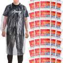 40 Pack Disposable Rain Ponchos for Adults Disposable Ponchos Pack with Drawstring Hood Elastic Sleeves Raincoat for Camping (Clear White)