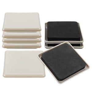 8 PCS Furniture Sliders for Carpet, Square Plastic Moving Slider, 3.5 Inch Furniture Sliders for Hardwood Floors on Carpet Protectors(Beige)