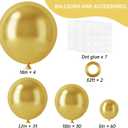 RUBFAC Gold Balloons 129pcs Different Sizes 18 12 10 5 Inch, Metallic Gold Balloon Garland Arch Kit for Graduation Party Wedding Holiday Happy Birthday Decoration