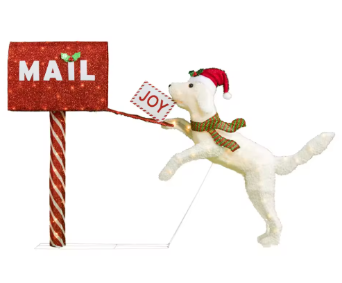 2PK 41IN 120L 3D Dog Mailbox Christmas Motif Lights for Outdoor Decor