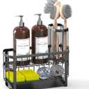 Kitchen Sink Organizer Caddy, 2 Tier Sink Caddy Organizer with High Brush Holder, Rust-Proof Countertop Rack (Black 10.6 * 4.3 * 5.7") for Kitchen Accessories & Dish Brushes