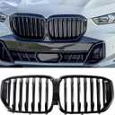 Front Kidney Grille for BMW X5 G05 2024-IN Gloss Black Single Slat ABS Grill