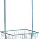 ALIMORDEN Laundry Cart with Clothes Rack, Rolling Laundry Butler with Wire Storage Rack, Grey Blue