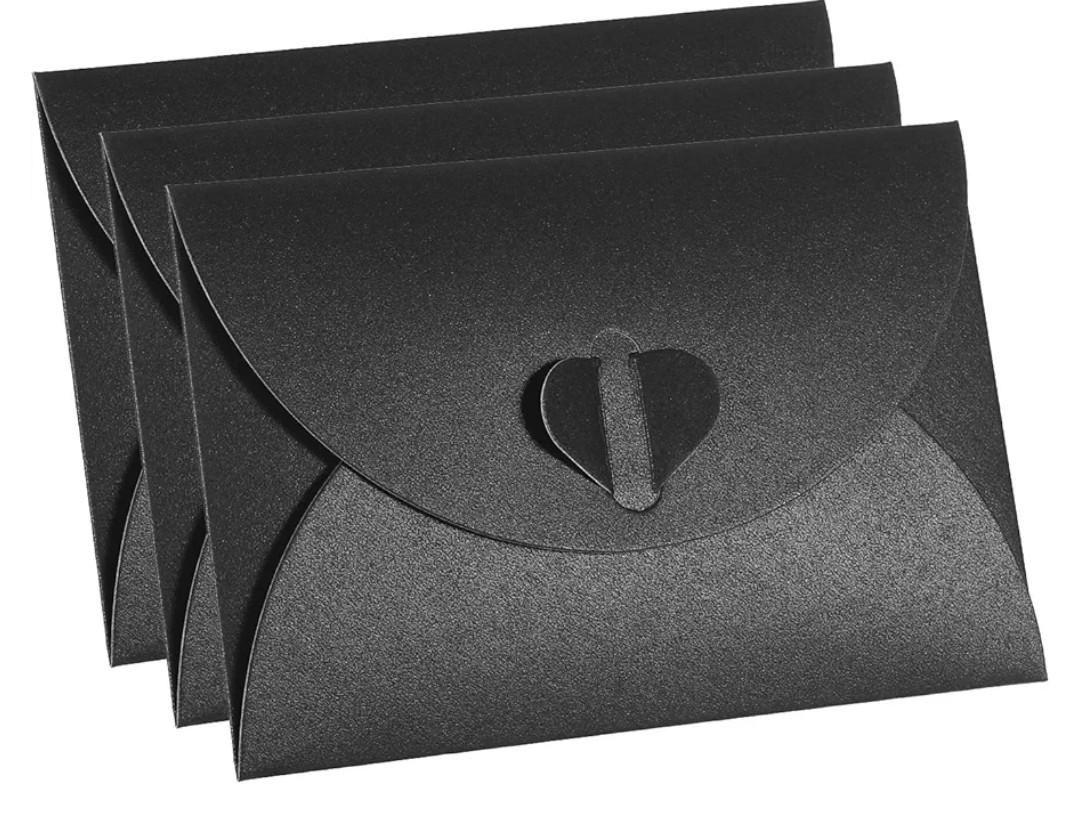 PATIKIL Gift Card Envelopes, 36 Pack Heart Shaped Clasp Small Gift Cards Holder Mini Envelope for Birthdays Weddings, Black