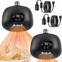 2 Pack Chicken Coop Heater 200W with Lighting and Temperature Control Chicken Heating Lamp with Digital Display 5Ft Cable Brooder Heater for Reptiles, Remote not Include