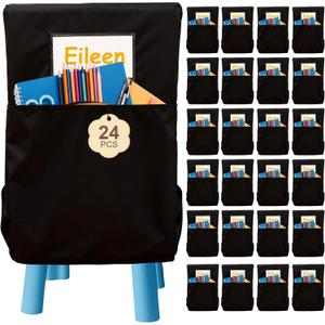 24 Pack 19.5 x 16.5 Inch Student Chair Pockets For Classrooms,Seat Sacks Organizer For K-2 Students To Storage,Chair Back Buddy Pocket With Name Tag Slot, Classroom Must Haves