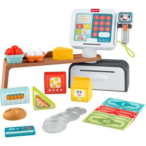 Fisher-Price Toddler Learning Toy Laugh & Learn Count & Shop Cash Register Play Store with 20 Pieces for Pretend Play Kids Ages 2+ Years