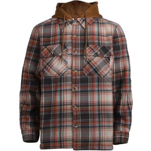 LeeHanTon Mens Heavyweight Hoodies Casual Zip Up Plaid Flannel Shirt Jackets Winter Thick Berber Lined Fleece Coat (Orange, L)
