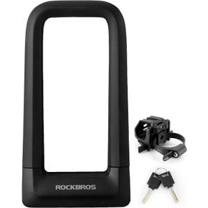 ROCKBROS Heavy Duty Anti Theft Bike U Lock with Cable Silicone Cover (Max 22.5MM + Mounting Bracket)