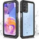 for Samsung Galaxy A23 5G Case, Waterproof Phone Case with Built-in Screen Protector and Lanyard, Full Body Underwater Dustproof Shockproof Rugged Heavy Duty Protection Cover for Samsung A23 5G Black