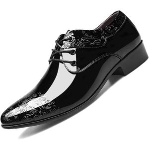 Men's Fashion High Gloss Patent Leather Oxford Formal Business Casual Lace Up Elegant Dress Shoes (M 11, Black)