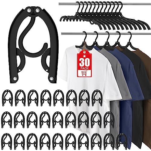 28 Pcs Travel Hangers Portable Foldable Travel Hanger Organizer, Plastic Cruise Essentials Clothes Drying Rack Folding Hangers for Camping Flying RV Europe Vacation Essentials Suitcase, Black