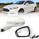 Driver Side Mirror Compatible with Ford Fusion 2016-2022 Power Heated, with Turn Signal, Puddle Light, Blind Spot, Manual Folding, Mirrors Replace # FS73-17683 7 Pins (Left Pearly White)