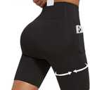 Curvphilo Women's Short Side Pockets High Waist Workout Running Shorts Tummy Control Butt Lifting Athletic Gym Shorts, M