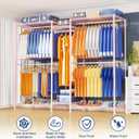 Ulif E12 Pro Clothes RackHeavy Duty Freestanding Garment Rack with ShelvesMetal Clothing Closet Storage System for Hanging Clothes71" W x 16" D x 76.5" H, Hold 960 lbsPink