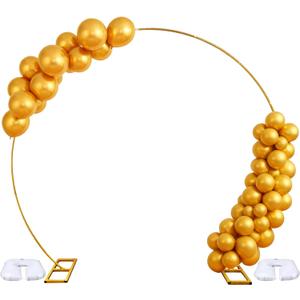 8FT Gold Round Backdrop Stand Large Circle Metal Floral Balloon Frame Wedding Arch Stand for Wedding, Birthday Party, Baby Shower, Graduation, Anniversary, Candy Tables Celebration