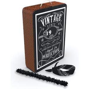 Vintage Aged to Perfection Adult Piata with stick and blindfold - 17x10x3 Perfect for Party Decorations, Photo Prop, Funny Anniversary, 50th birthday  Fits candy/favors