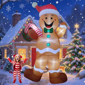 12ft Led Light up Giant Christmas Inflatable Outdoor Decor Blow Up Inflatable Yard Decoration for Yard/Party/Lawn/Garden/Doorway (Gingerbread Man)