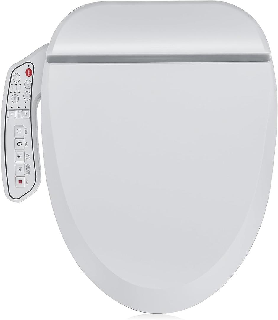 ZMJH ZMA102 Bidet Toilet Seat, Elongated Smart Unlimited Warm Water, Vortex Wash, Electronic Heated, Warm Air Dryer, Rear and Front Wash, LED Light, Need Electricity, White, (Elongated)