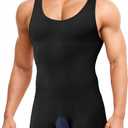 Men Shapewear Tummy Control Bodysuit Waist Trainer Full Body Shaper Fajas Compression Shirts Shorts Slim Belly (3XL, Black)